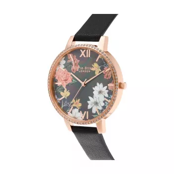 OLIVIA BURTON Moteriškas laikrodis OB16BF31 38mm Rožinis auksas Nerūdijantis plienas Pilka oda