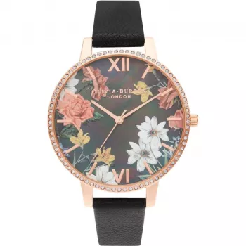 OLIVIA BURTON Moteriškas laikrodis OB16BF31 38mm Rožinis auksas Nerūdijantis plienas Pilka oda