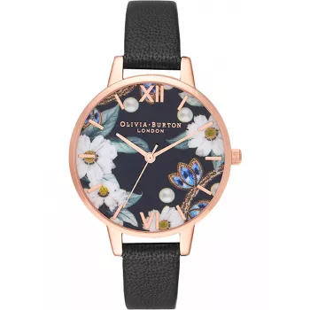 Olivia Burton moteriškas laikrodis OB16GSET24 34mm su gėlių ciferblatu ir apyranke