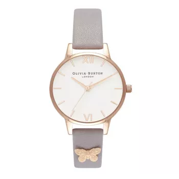 Olivia Burton Moterų Laikrodis OB16MDW39 30mm Nerūdijantis Plienas Oda Pilka
