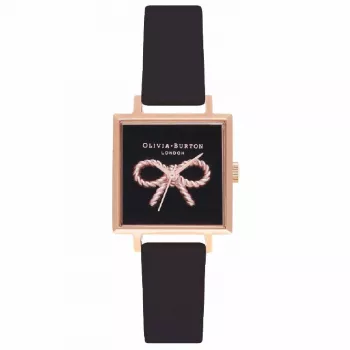 OLIVIA BURTON Moteriškas laikrodis OB16VB03 22,5 mm rožinio aukso spalvos nerūdijančio plieno korpusas, pilkas odinis dirželis