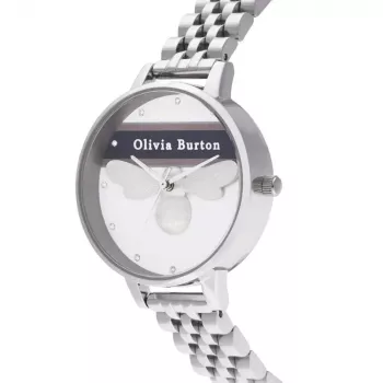Olivia Burton Moteriškas Laikrodis OB16VS07 (34 mm) – Rožinio aukso spalvos nerūdijančio plieno korpusas, pilkas odinis dirželis