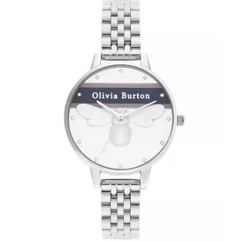 Olivia Burton Moteriškas Laikrodis OB16VS07 (34 mm) – Rožinio aukso spalvos nerūdijančio plieno korpusas, pilkas odinis dirželis