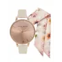 Olivia Burton Moteriškas Laikrodis OBGSET51 30mm Rožinio Aukso Spalvos Nerūdijantis Plienas ir Pilka Oda