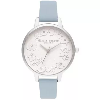 OLIVIA BURTON Moteriškas laikrodis Wishing Watch OB16AR04 - 34mm nerūdijančio plieno korpusas, pilkas odinis dirželis, baltas/sidabrinis ciferblatas su dangaus kūnų motyvu
