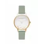 Olivia Burton Women's Wishing Watch OB16CH17 - 30 mm rožinio aukso nerūdijančio plieno korpusas, pilkos odos apyrankė, baltas perlamutro ciferblatas su bitės ir gėlių motyvu