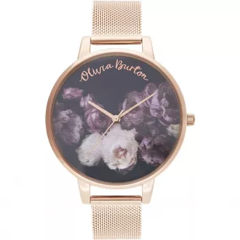 Olivia Burton Women's Wishing Watch OB16WG22 – 38 mm rožinio aukso ir pilkos odos laikrodis