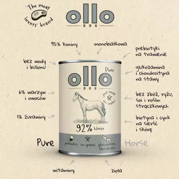 OLLO Pure Horse Mono šlapias šunų ėdalas 850g