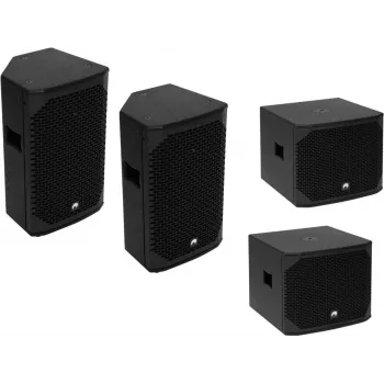 OMNITRONIC PA rinkinys AZX Passive M - 2x 10 colių pasyvūs PA garsiakalbiai, 150W RMS/300W peak, 8 omų, fanera, juodi 20000528
