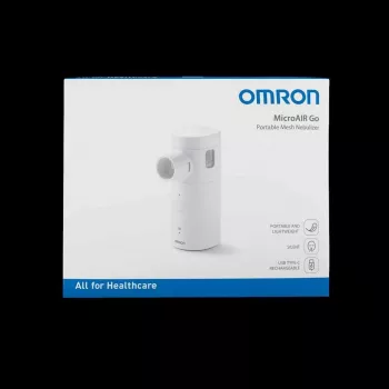 OMRON MicroAIR GO U300 nešiojamasis purkštuvas (nebulizeris) su vibruojančia membrana - 4,5 µm, <20 dB, su kaukėmis ir baterijomis