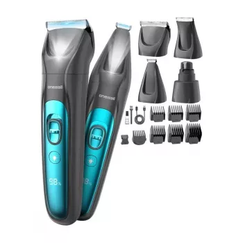 Oneisall 4-in-1 Pet Clipper Kit FC10 - Belaidis, įkraunamas šunų ir kačių kirpimo aparatas su keraminiu peiliuku, 4 šukomis, USB įkrovimu