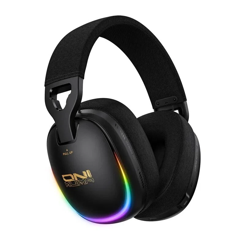 ONIKUMA GT805 laidinis žaidimų ausinių rinkinys su RGB LED, 50 mm tvarkyklėmis, lanksčiu mikrofonu (juodos spalvos)