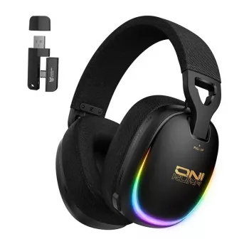 ONIKUMA GT805 laidinis žaidimų ausinių rinkinys su RGB LED, 50 mm tvarkyklėmis, lanksčiu mikrofonu (juodos spalvos)