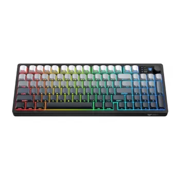 ONIKUMA MT902 2.4G belaidė žaidimų klaviatūra, 60 % kompaktiška, 68 klavišų, mechaniniai jungikliai, RGB apšvietimas, karštai keičiami, juodos ir baltos spalvos gradientas