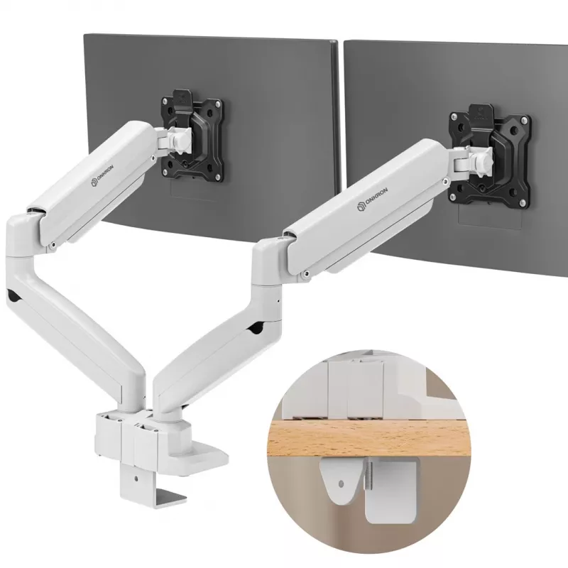 ONKRON G160-BW Vieno Monitoriaus Stovas Ant Stalo 13-32 colių Ekranams, Baltas/Juodas