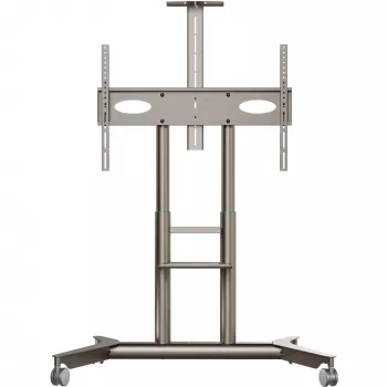 ONKRON TS1871-C mobilus televizoriaus stovas 55–90 colių ekranams – šampano spalvos, reguliuojamas aukštis, VESA 200x200–800x500, 90,9 kg talpa