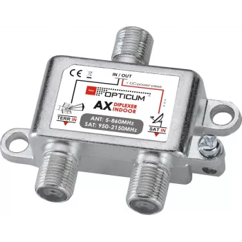 OPTICUM SUMATOR RTV/SAT IN Signalo kombineris / diplekseris – 5-862 MHz ir 950-2150 MHz, F tipo, 75 omų, liejamo metalo korpusas