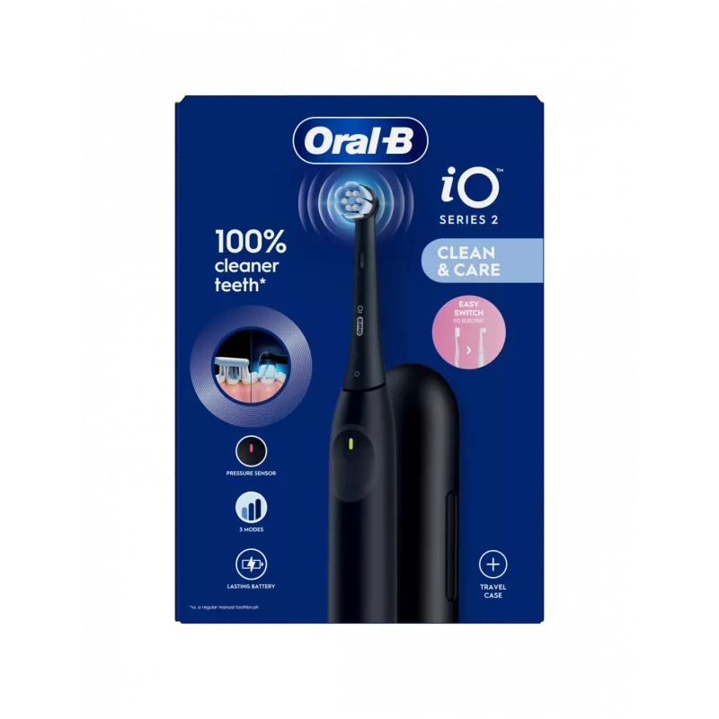 ORAL-B iO2 Night Black elektrinis dantų šepetėlis su kelioniniu dėklu