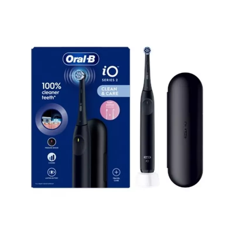ORAL-B iO2 Night Black elektrinis dantų šepetėlis su kelioniniu dėklu