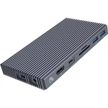 ORICO M.2 NVMe Docking Station su aktyviu PD 100W, HDMI 2.0, garsu, RJ-45, kortelių skaitytuvu – pilka (CDH-9N-GY-BP)