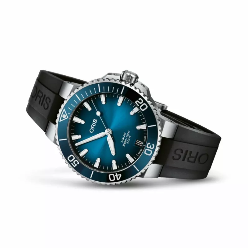 ORIS Vyriškas nardymo laikrodis 41350742274FC 41,50mm Automatinis Mėlynas Ciferblatas Mėlynas Gumos Dirželis