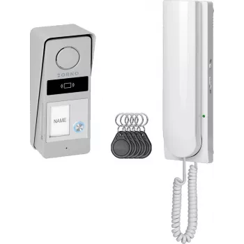 ORNO OR-DOM-RD-937/W analoginis durų telefonas, komplektas su 1 vidaus ir 1 išorės bloku, balta/sidabrinė