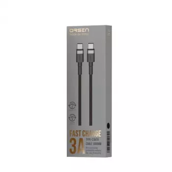 ORSEN S53 USB-C į USB-C laidas 3A 1m Juoda