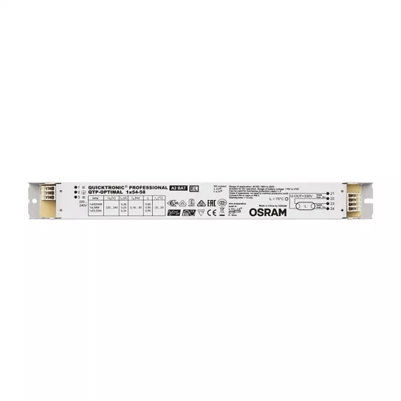 OSRAM QTP-OPTIMAL 1x54-58/220-240 EVG elektroninis balastas T5/T8 fluorescencinėms lempoms (16/26 mm) | Kur.lt