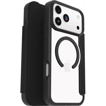 OtterBox React Folio MagSafe, skirta iPhone 17 Pro Max, permatoma/juoda