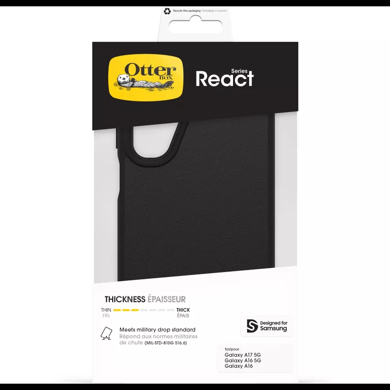 OtterBox React Series dėklas, skirtas Samsung Galaxy A17/A17 5G/A16/A16 5G - juodas