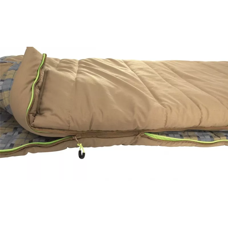 Outwell Commodore Miegmaišis 225 x 85 cm 9/5/-8 °C su atskira pagalve, 2 krypčių automatinis L formos užtrauktukas