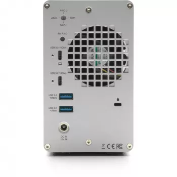 OWC Mercury Elite Pro Dual 2-Bay RAID korpusas su 3 prievadų USB šakotuvu, USB 3.2 Gen 2 Type-C (sidabrinis)