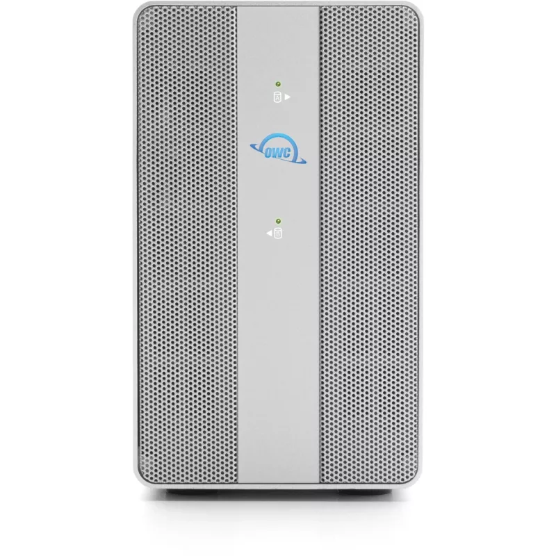 Dviejų skyrių duomenų saugojimo dėžė OWC Mercury Elite Pro Dual su 3 USB lizdų šakotuvu, SATA-600, USB 10 Gb/s, sidabrinė