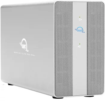 OWC Mercury Elite Pro Dual 2-Bay RAID korpusas su 3 prievadų USB šakotuvu, USB 3.2 Gen 2 Type-C (sidabrinis)