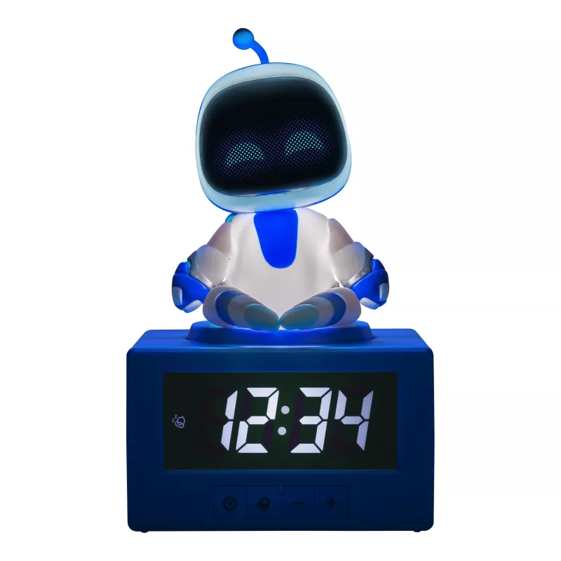Paladone AstroBot Icon žadintuvas – pilkos/baltos spalvos, robotas su LCD ekranu ir snaudimo funkcija