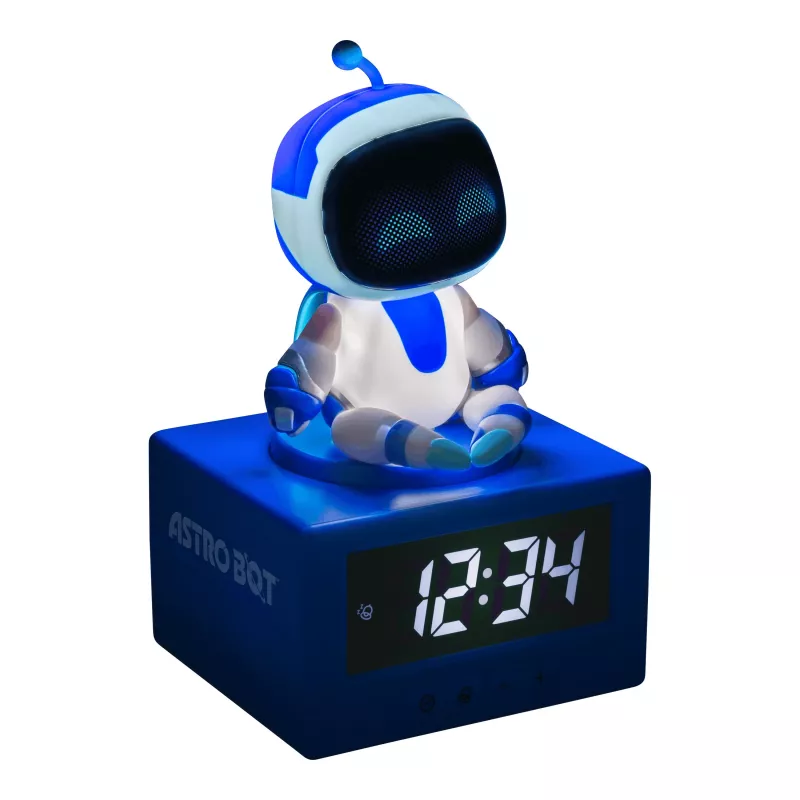 Paladone AstroBot Icon žadintuvas – pilkos/baltos spalvos, robotas su LCD ekranu ir snaudimo funkcija