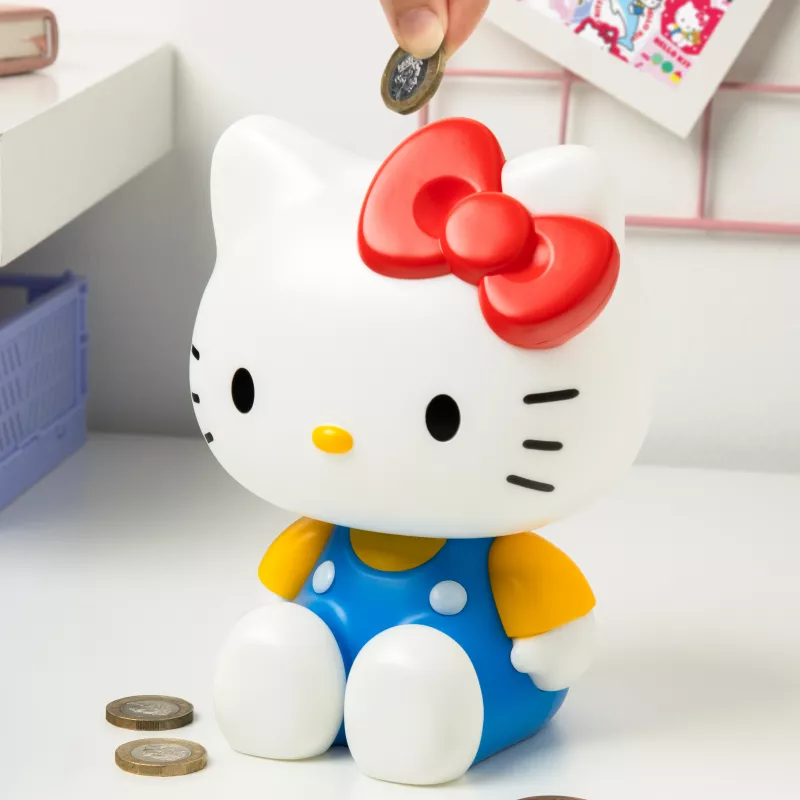 Paladone Hello Kitty formos taupyklė – keraminė monetų skrynia, oficialus Sanrio atributas, balta/rožinė/juoda, 13,5 x 13,5 x 16,5 cm