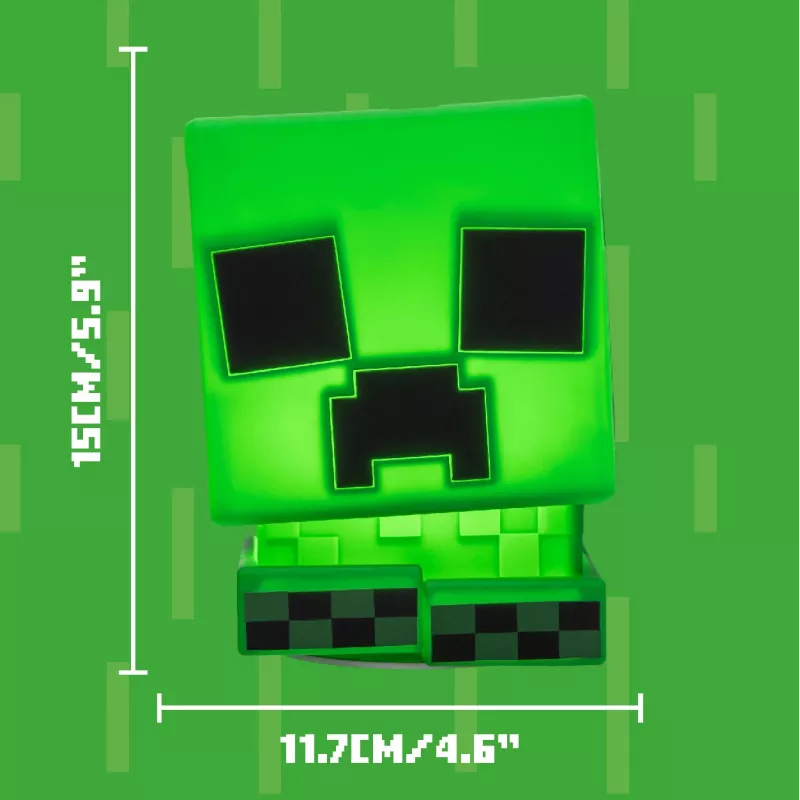 Paladone Minecraft Creeper SquishyGlo silikoninis šviestuvas su įkraunama baterija – žalia LED naktinė lemputė su 3 ryškumo lygiais ir Micro USB įkrovimu