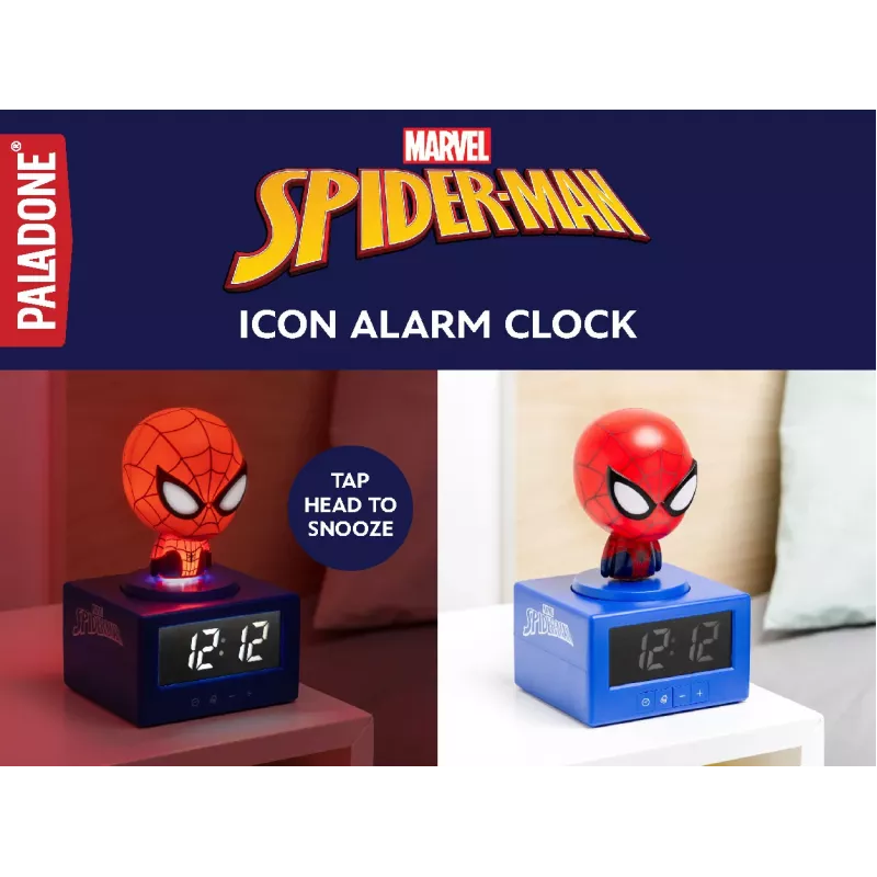 Paladone Spider-Man Icon žadintuvas – skaitmeninis LED, raudonas/juodas