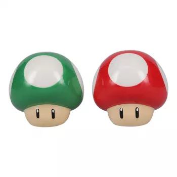 Paladone Super Mario Mushroom druskos ir pipirų indeliai – raudonas ir žalias keramikos rinkinys