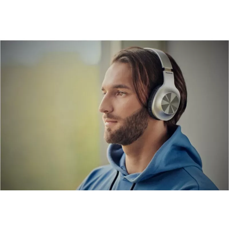 Panasonic RB-HX220BDES belaidės antausės ausinės, Bluetooth, mikrofonas, XBS, sidabrinės
