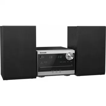 Panasonic SC-PM272EG-S mikro Hi-Fi sistema su CD, Bluetooth, DAB/DAB+ radiju, USB ir AUX – sidabrinė (20 W RMS)