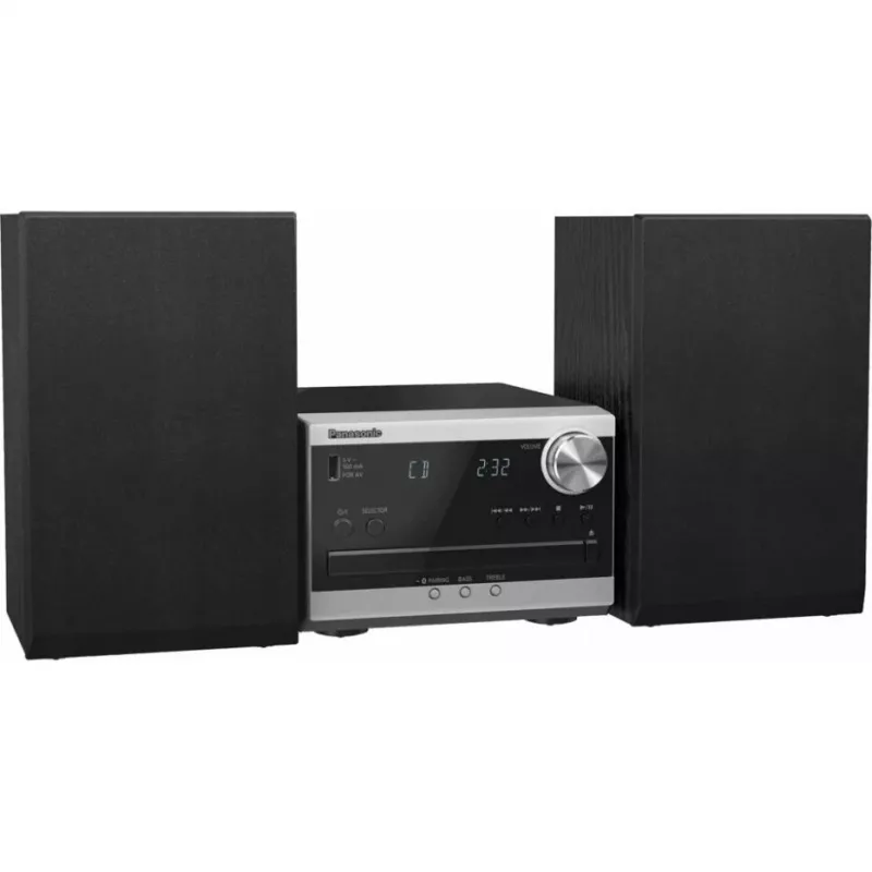 Panasonic SC-PM272EG-S mikro Hi-Fi sistema su CD, Bluetooth, DAB/DAB+ radiju, USB ir AUX – sidabrinė (20 W RMS)
