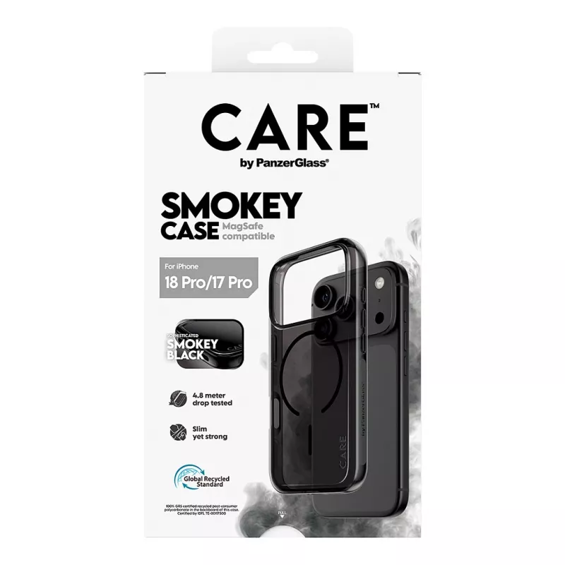 PanzerGlass CARE Smokey dėklas su juodu MagSafe, skirtas iPhone 17 Pro