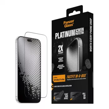 PanzerGlass Platinum ekrano apsauga iPhone 17 Pro Max su FASTFIT IN-A-BOX