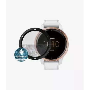 PanzerGlass apsauginis stiklas, skirtas Garmin Venu 2s/Vivoactive 4s – juodas, 9H grūdintas stiklas
