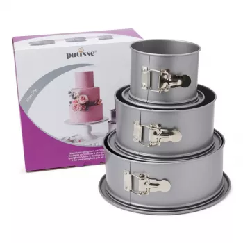 Patisse PAT-03525 Spyruoklinė torto forma, 3 vnt. (18/22/26 cm), neprideganti anglinio plieno, juoda