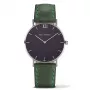 Paul Hewitt Sailor Line moteriškas kvarcinis laikrodis PHSASSMB12S, 36 mm nerūdijančio plieno korpusas, baltas smėlio ciferblatas, juodas odinis dirželis