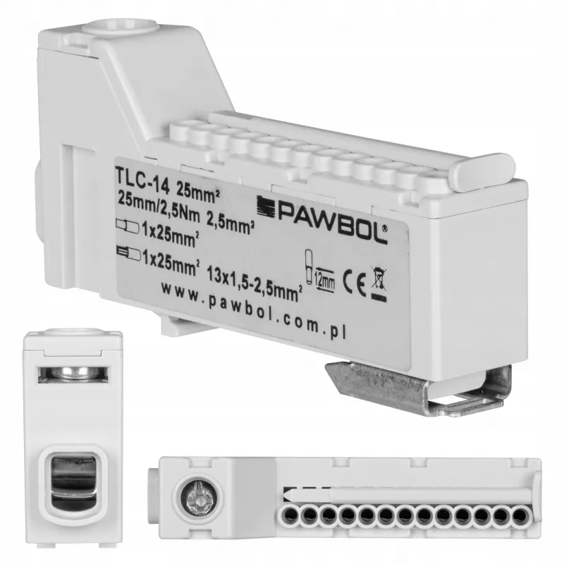 PAWBOL Bevaržtė gnybtų juosta LZB E.4136SZ pilka (12 polių, 450V, 24A)