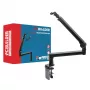 PCBuilder CAST STEADY mikrofono stovo ranka - stalinis spaustuvas, žirklinė ranka, plienas, 1,5 kg apkrova, 750 mm siekis, 360° sukimasis, paslėpta kabelių sistema, juoda